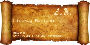 Liszkay Mariann névjegykártya
